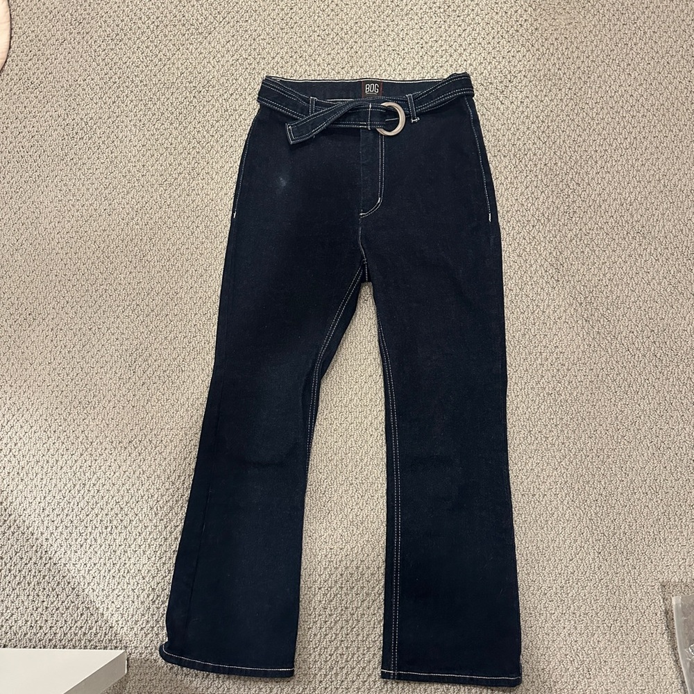 BDG Blue high rise Flare Wide Leg Jeans with belt in 27